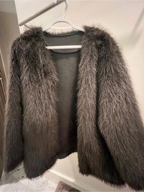 Women's Faux Fur Coat - Dark Brwon